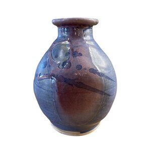 Dakota Stoneware Pottery Bushnell SD 6.5 inch Vase Blue Purple